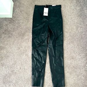 High Rise faux leather leggings M/28 from Zara